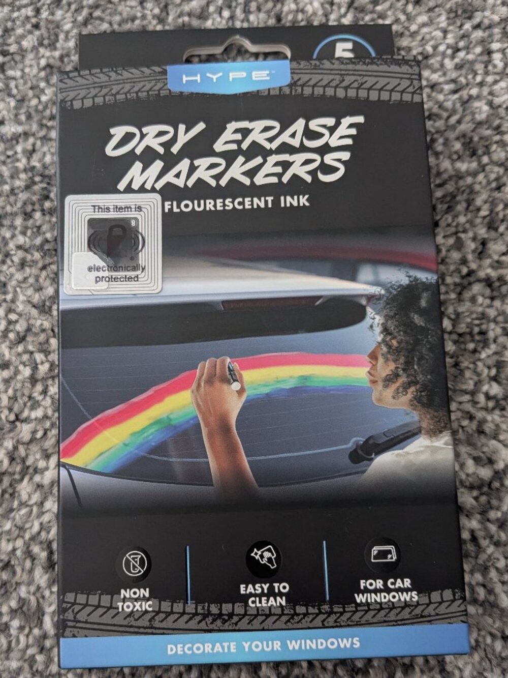 HYPE Dry Erase Window Markers 5-Pack For Car Windows Florescent Neon (NIB) MQA